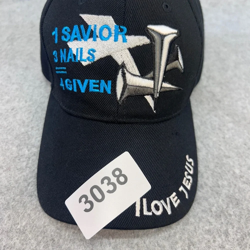 1 Savior 3 Nails 4Given Mens Black Unbranded Baseball Hat I Love Jesus OSFM